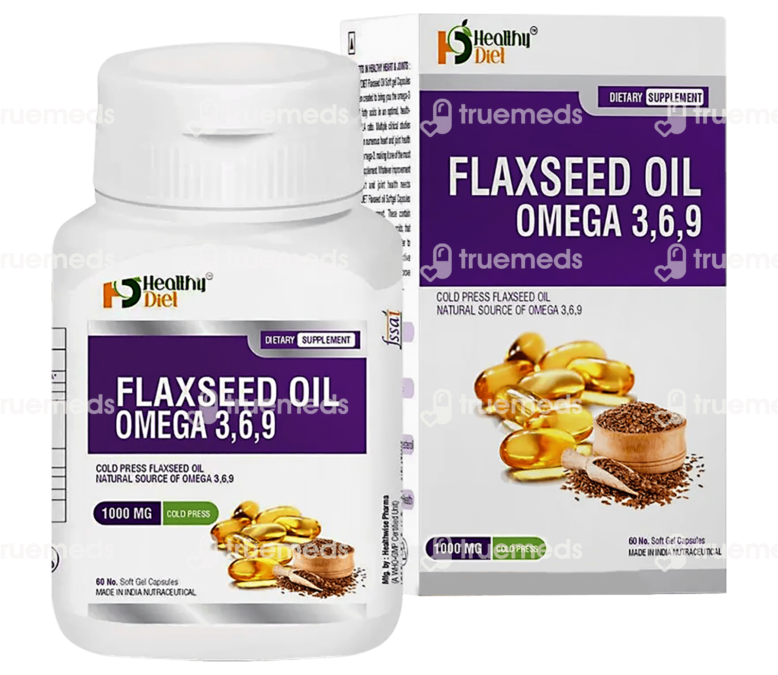 Healthy Diet Flaxseed Oil Omega 369 1000 Mg Softgel Capsule 60 Uses
